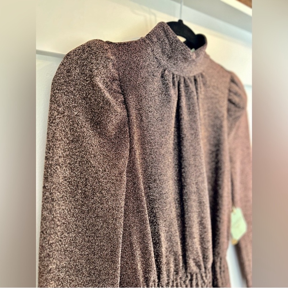 Large Ryegrass High Neck Long Sleeve Dress - Picture 9 of 13